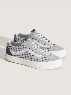 Vans Premium Old Skool 36 Embroidered  Knit in Light Gray, White and Navy
